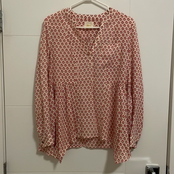 Maeve (Anthro) Laiken Henley Long Sleeve Blouse - Picture 2 of 8